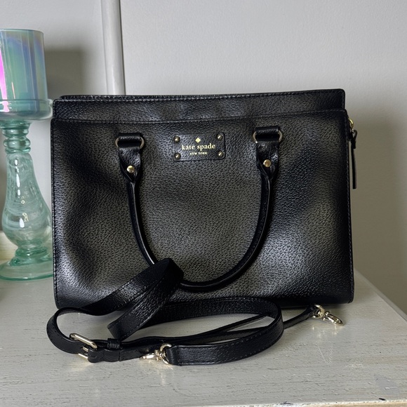 kate spade Handbags - Kate Spade Black Pebbled Leather Satchel Crossbody Bag NWOT Gold Hardware